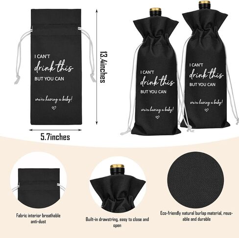 （Black） I Cant Drink This But You Can Pregnancy Announcement for Grandparents Aunt Parents New Mom Dad Pregnancy Announcement Wine Bag in Kuwait