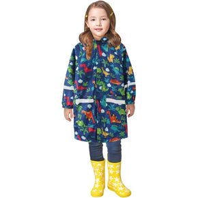 Kids Hooded Raincoat Print Rain Windproof Outwear Reflective Soccer Gear for Kids Trench Coat Hoodies Clothes Long Apron