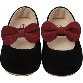 BILIKEYU Newborn Baby Girls Mary Jane Closed Toe Bow Ballet Flat Infant First Walking Shoes with Ankle Strap 0 to 18 Months