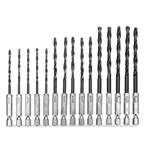 15pcs hss bit twist الحفر مجموعة 1/4inch شانك مستقيم قطع فولاذ عالي السرعة للحفر لحفر تجميل تجميل معدني خشبي