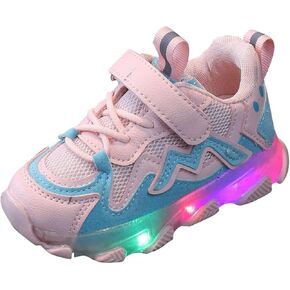 Children Luminous Light Led Girls Kids Shoes Baby Running Sport Mesh Baby Shoes 6 Toddler (Pink, 18-24 Months)