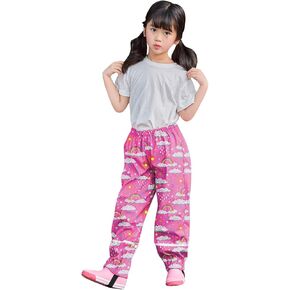 Kids Boys Girls Rainwear Pants Printing Raincoat Lightweight Rainproof Windproof Mudproof Elastic Waist