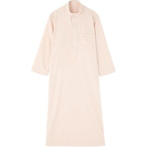 Toddler Boys Muslim Robe Solid Arabic Thobe Ramadan Kids Long Sleeve Stand Collar Button with Pocket Kaftan Islamic
