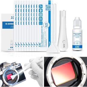 Upgraded Camera Sensor Cleanning Kit with Bright Built in Light Cleaner Handle & 10PCS 24MM Full Frame Sensor Cleaning Swabs & Sensor Cleaning Solution for Full-Frame Sensor CCD and CMOS Sensors Clean