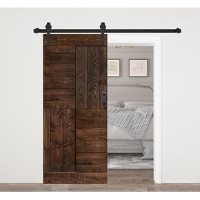 S Shape 36in x 84in Multi-Color Finished Sliding Barn Door with Hardware Track - Assembly Needed