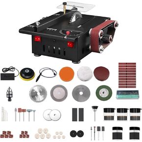 Grinder，150W Mini Bench Saw and Belt Sander Variable Speed Circular Table Saw 30mm Cutting Depth DIY Benchtop Sanding Machine with 10 Sanding Belts for Wood Plastic Stone Metal (Size : US Plug Standa
