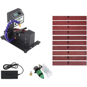 Grinder，350W Mini Belt Sander Electric Sanding Polishing Grinding Machine Dry & Wet Grinding Sander Grinder Small Sand-belt Machine Stepless Speed Regulation with 10 Sanding Belts for Polishing Wood (