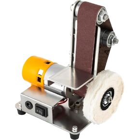Mini Belt Sander ، 1.5A ماكينة رملات طاحونة كهربائية 1.5A ، 7 طاولة طاولة متعددة الوظائف قابلة للتعديل ، لصنع المجوهرات الزجاجية المصنوعة من الزجاج المصنوع من DIY
