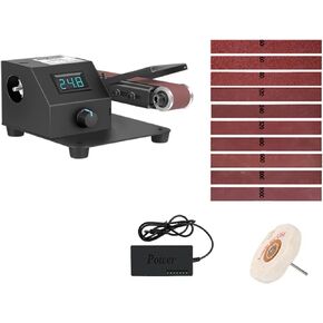 Grinder，350W Vertical & Horizontal Mini Belt Sander Electric Sanding Polishing Grinding Machine Grinding Sander Grinder Small Sand-belt Machine Stepless Speed Regulation with 10 Sanding Belts for Poli