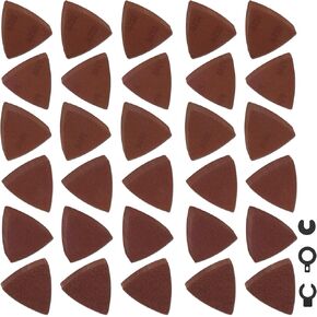 210Pcs Triangle Sanding Pads Kit 80mm Multipurpose Aluminum Oxide Abrasive Triangle Sandpaper 60/80/120/180/240/320 Grit Multipurpose Assorted Sandpaper Detail Sanding Paper for Wood Metal