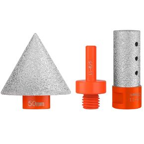 3 PCS Diamond Beveling Chamfer Bits Set, Tile Cone Grinder Bit with 5/8-11 Thread Adapter, 1" Diamond Drill Bits for Hole Enlarging Trimming Grinding in Tile, Marble, Glass, Granite,Ceramic