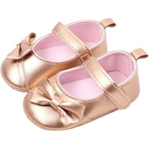 BILIKEYU Newborn Baby Girls Satin Ballet Flat Sequins Bow Closed Toe Ankle Strap Soft Infant Walking Shoes 0 to 12 Months