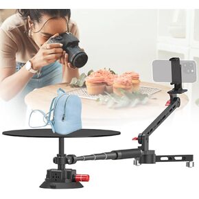 360 Degree Spinner Photo Video Booth, Commercial Video Panoramic Rotary Shooting Platform, 43.3-Inch Flexible Telescopic Design, Suction Cup Base, for Slow Motion, Recording Food