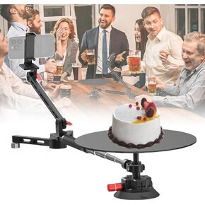 360° Photography Turntable, Adjustable Shooting Angle, Portable Video Rotating Platform, Photo Booth for Product Photography/Video Making, with 43.3-Inch Extension Poles