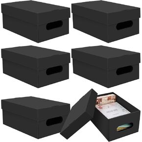 6PCS Photo Storage Box for 4"x6" Photos,10.6“ x 6.7“ x 4.7“ Picture Box Store and Protect Pictures,Documents Black