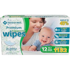 Member's Mark Premium Fragrance Free Baby Wipes (1152 ct.)