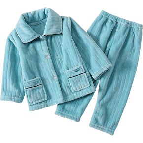 Boys Girls Fleece 𝐏a𝐣amas Set Kids Toddler Winter 𝐒leepwear Button Down Collar 𝐋ounge𝐰ear Toddler Boy Clothes 4t