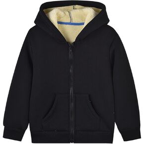 Kids Boy's Fleece Jacket Zip Up Hoodie Sherpa Lined Hooded Sweatshirt Toddler Winter Warm Thicken Hoodie with Pocket