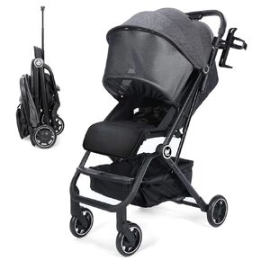 Lightweight Baby Stroller, Upgrade Compact Travel Stroller with Hidden All-Inclusive Foot Cover & Sleep Shade, One Hand Easy Foldable Pram, Oversize Basket for Airplane Travel