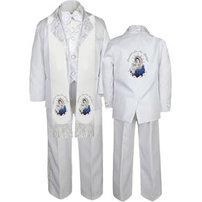 Baby Toddler Toddler Baptism White Tuxedo Embroidery Virgin Mary Pope Stole Sm-7