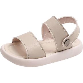 Girls’ PU Leather Casual Sandals Kids Strap Open Toe Soft Bottom Beach Quick Drying Pillow Quick Drying Slipper