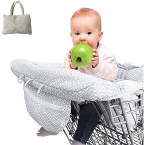 Shopping Trolley Protector with Strap | Baby Shopping Trolley Cover | Universal High Chair and Shopping Cart Cushion | Protective Cover Holding Strap for Optimal Safety for Toddlers (Multicolor)