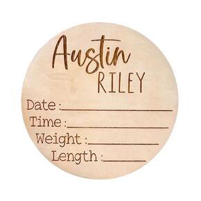 Personalized Newborn Announcement Sign for Hospital - Single Sided - Wooden Birth Announcement Sign - Name Baby Announcement Sign Customized Gender Neutral (Single Sided Name and Blank Stats)