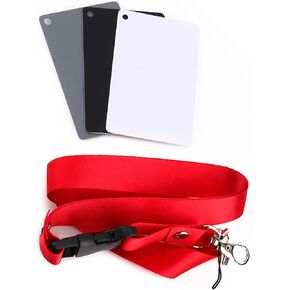 Grey Card, White Balance, Black Set, Photography Exposure Color Balance Card, Lightweight, 3pcs for Digital and File Photography, Exposure and Color Balance with Neck Lanyard