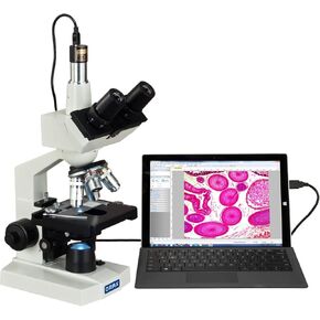 OMAX 40X-2500X LED Digital Trinocular Lab Compound Microscope with 1.3MP Camera and Mechanical Stage