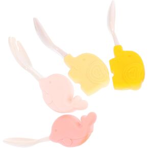 Kisangel 2 Sets Training Set of Non Breakable Tableware with Handles for Training Dishwasher Safe for Beginners Dolphin Elephant