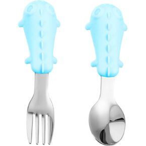 1 Set Portable Utensils Set Soft Fork Spoon for Feeding Cutlery Design for Self Training and Weaning