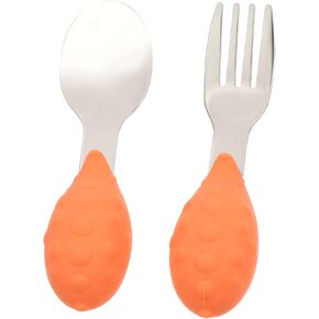TOYANDONA 1 Set Silicone Stainless Steel Feeding Utensils Safe Fork Spoon for Design Easy to Clean for Various Ages for Dining Table Decor