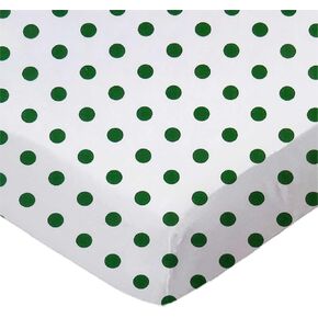 SheetWorld 100% Cotton Percale Extra Deep Fitted Portable Mini Crib Sheet 24 x 38 x 5.5, Hunter Green Polka Dots, Made in USA