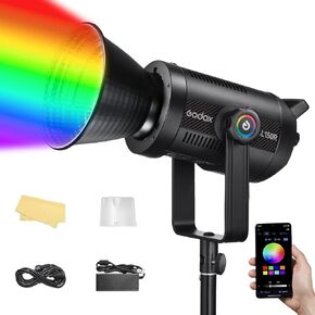 Godox SL150R 165W RGB LED Video Light 5600K@1m CRI≥96,TLCI≥96 14 FX Bowens Mount Silent Continuous Output Lighting APP/2.4G Control 360° Full 60 Gels for Video Recording Photography