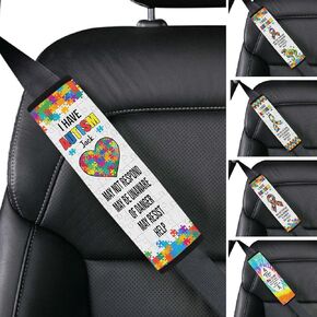 I Have Autism Seat Belt Autism Awareness Cover for Kid Family Need Autistic Medical Alert Car Cushion Support Gift Personalized Name CB3