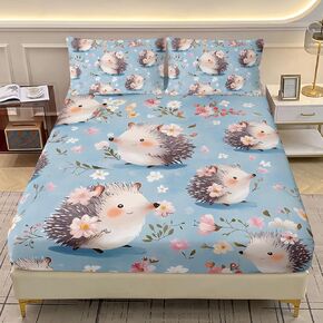 AILONEN Kids Cartoon Dinosaur Fitted Sheet Set Twin,Cute Green Baby Dinosaur Bedding Set 3Pcs,Beautiful Flower Eggshells Printed Fitted Sheet with 2 Pillowcases