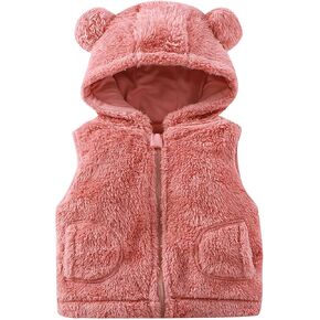 Toddler Boys Girls Polar Fleece Vest Jacket Ligntweight Cute Cartoon Patterns Coat Zipper Closure Sleeveless Coats
