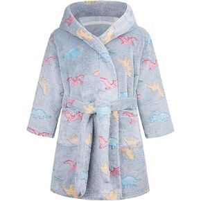 Boys Dinosaur Pattern Fuzzy Fleece 𝗥obe Soft Hooded 𝐁ath𝗿obe 𝐒leepwear for Kids Pajamas for Baby Girls 12-18 Months