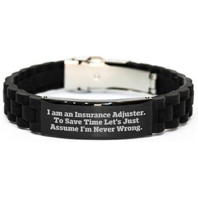 Insurance Adjuster Gifts: Funny Quote Glide lock Clasp Bracelet for Men, Women, Friends, and Coworkers - Christmas Unique Gifts from Family to Insurance Adjuster