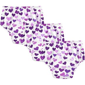 Little Girls Potty Training Undies Soft Cotton Nighttime Training Pants Potty Training Underwear for 5T White and Purple Small Heart
