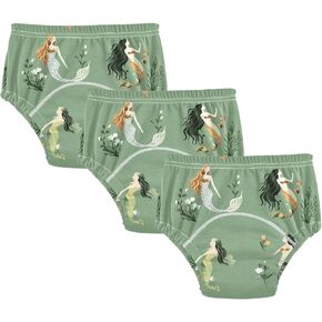 Baby Girls Potty Training Undies Soft Cotton Training Underpants Breathable Underwear for Infant 4T Beauty Mermaids Green