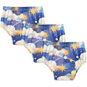 Baby Boys Potty Training Undies Reusable Sleep Boxer Briefs Underwear Underwear Briefs for 2T Blue and Gold Night Sky