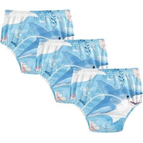 Little Girls Training Underwear Soft Cotton Overnight Training Underwear Under Garment for Toddler Boys 2T Cute Blue Fish