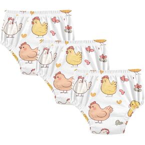 Baby Toilet Training Pants Reusable Nighttime Training Pants Underwear Briefs for Kids 2T Cute Chicken White