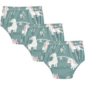Little Girls Potty Training Toilet Pants Leakproof Night Time Potty Training Underwear Under Garment for Toddler 2T Cute unicorns Sage Blue