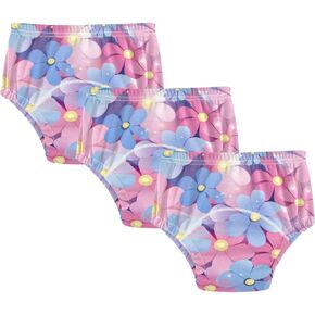 Little Girls Potty Training Underwear Set Reusable Boxer Briefs Boxer Briefs Underwear Set for Toddler Girls 3T Beautiful Flower Peach and Blue