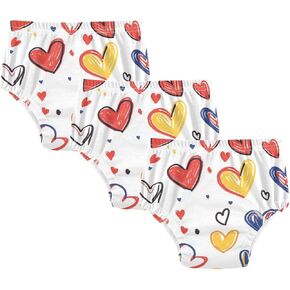 Little Girls Potty Training Must Haves Pants Leakproof Overnight Potty Training Underwear Pants Short Underwear for Infant 3T Yellow and Blue Love Hearts