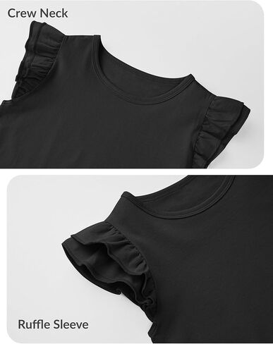 Witwot Toddler Girls Shirts Baby Girl Ruffle Sleeves Blouse T-Shirts Basic Cotton Tee Top Cute Clothes Size 2T-7Y in Kuwait