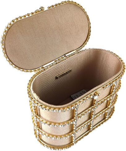 Synthetic Pearl Top-Handle Women Metal Bucket Bag Crystal Evening Purses and Clutches Formal Wedding Handbags (Black) in Saudi Arabia