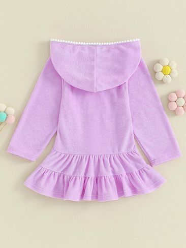 Toddler Kids Little Girl Swim Cover Up Towel Terry Swimsuit Wraps Zip Up Bathing Suit Short Beach Dress in Kuwait